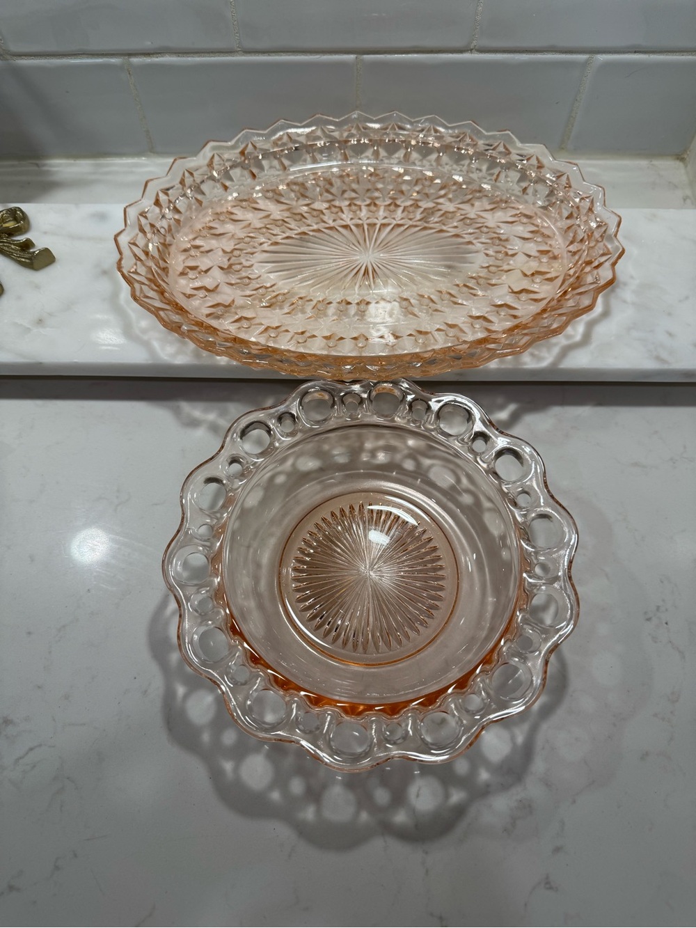 💖 Vintage Pink Depression Glass set Anchor Hocking Old Colony & Jeannette Windso